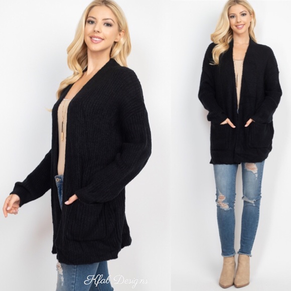 ❤️LAST 1! Black Super Soft Pocket Cardigan - Picture 3 of 5